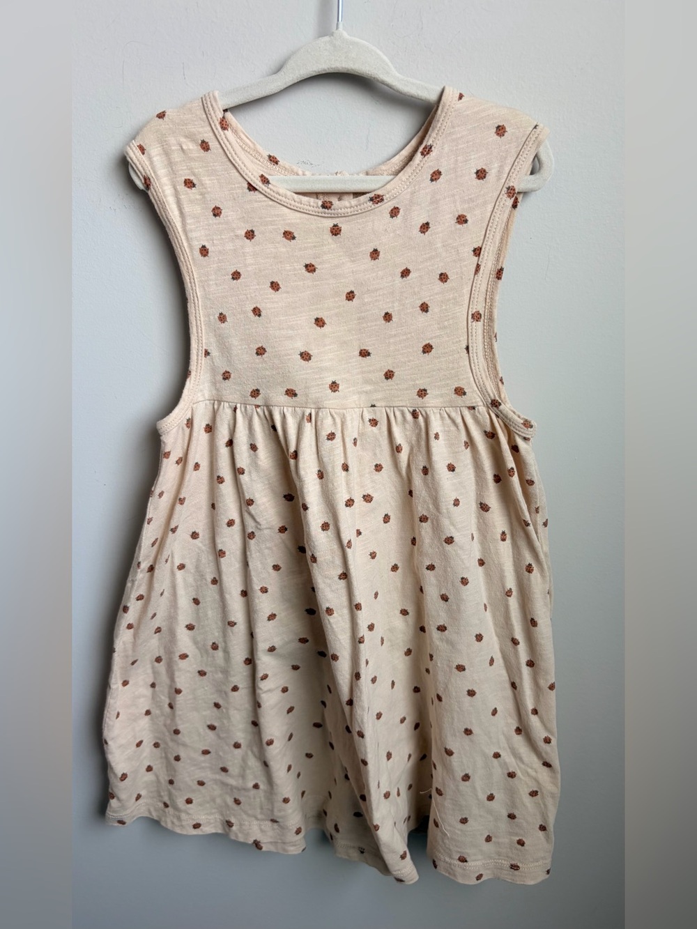 Rylee Cru Girls' Cream Ladybug Sleeveless Dress